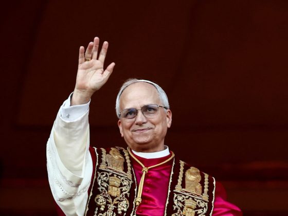 Newly elected Pope Leo XIV, Cardinal Robert Prevost of the United States appears on the balcony of St. Peter's Basilica, at the Vatican, May 8, 2025. REUTERS/Yara Nardi