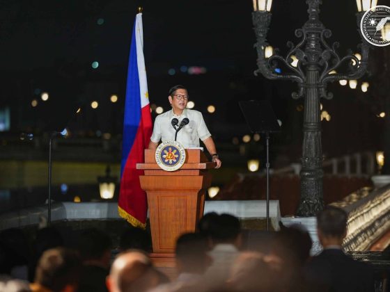 PHILIPPINE-CHINA RELATIONS. President Ferdinand R. Marcos Jr. leads the Jones Bridge lighting ceremony, in celebration of the 50th anniversary of Philippine-China Bilateral Relations, from the Pasig River Esplanade in Intramuros, Manila on Saturday (June 7, 2025). In his speech, Marcos said the celebration is a testament to the two countries’ enduring friendship and shared history. (Photo from Malacañang Press Corps Pool)